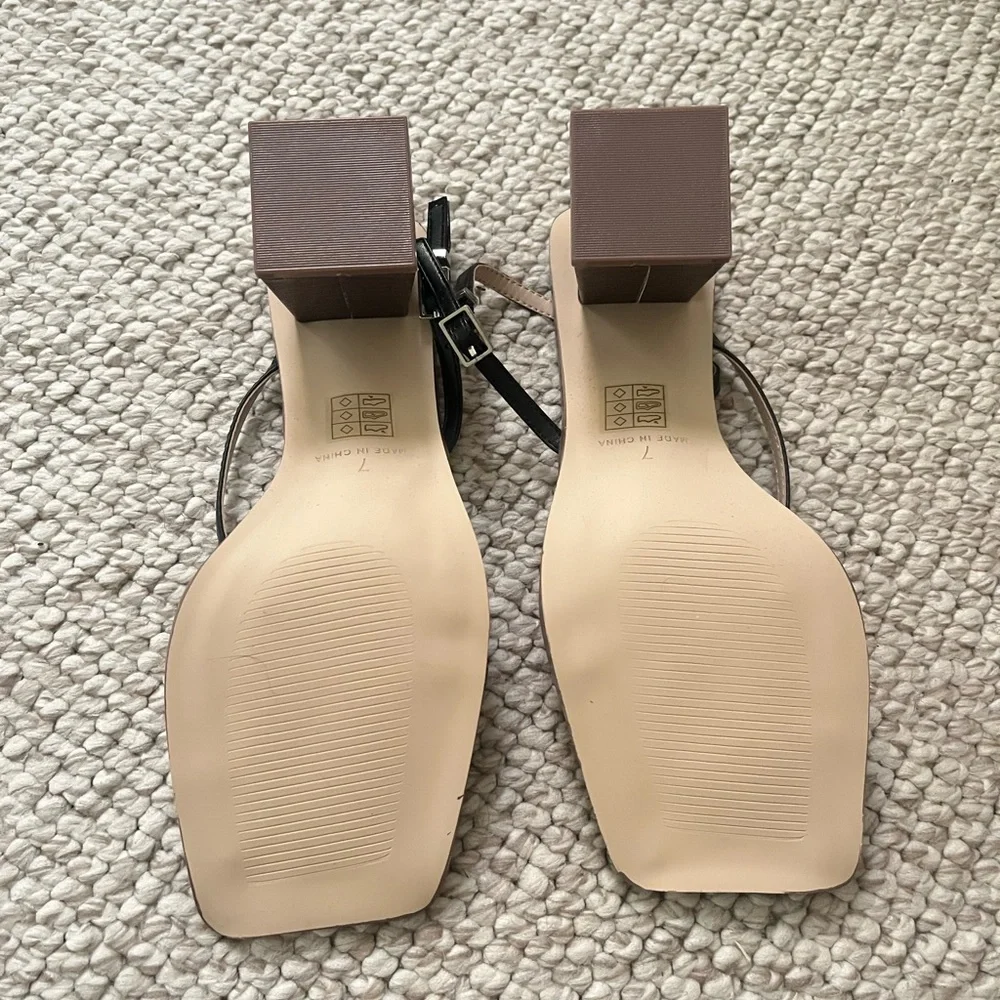 Princess Polly Black and Tan Strappy Heels - Picture 3 of 4
